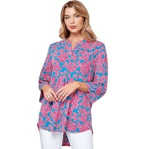 Chic Pink and Blue Floral Women's Tunic
